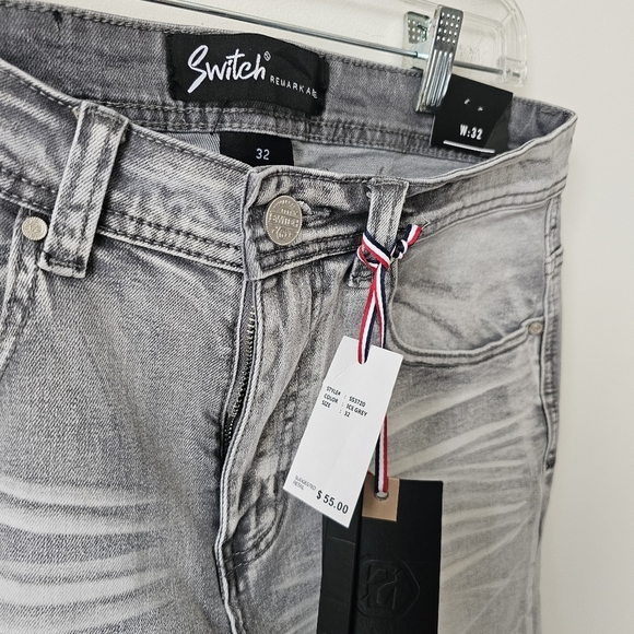 Skinny Fit Men's Gray Shorts with Stretch Size 32 - Picture 6 of 14